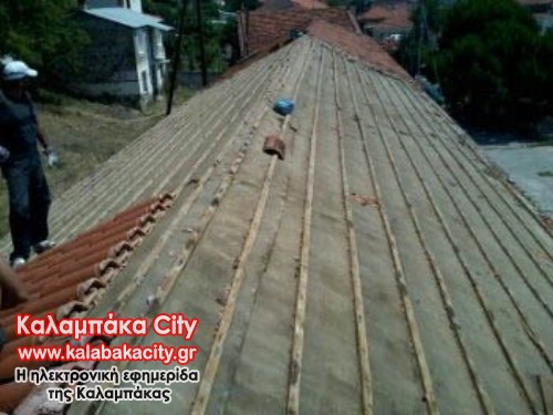 Αγναντιά Καλαμπάκας - Εργασίες στη στέγη του Δημοτικού Σχολείου από την Δημοτική Αρχή